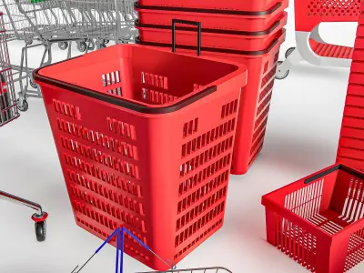 Supermarket Shop Store Elements shopping cart 8 3D model