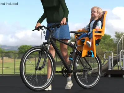Toddler in Thule Safety Seat on Bike 3D model
