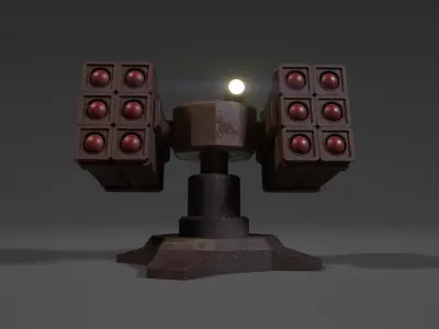 Simple stylized missile turret Low-poly 3D model