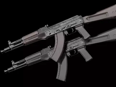 AK-105 AK-102 AK-104 Kalashnikov Assault Rifles Game Ready Low-poly 3D model
