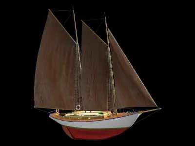 American Sailing Yacht - Early 20th Century 3D model