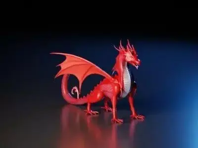 Red Fury Dragon Stylized Fantasy Creature 3D Model Low-poly 3D model