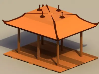 Low Poly Japanese Dais Low-poly 3D model