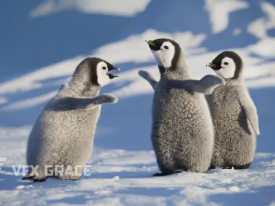 Baby Emperor Penguin Animated VFX Grace 3D model