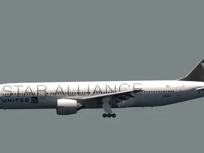 ANIMATED Boeing 777-200ER - United Airlines Star Alliance Livery 3D model