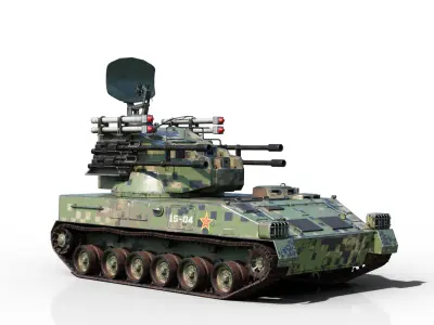 PBR Chinese PGZ-04 Self-Propelled Anti-Aircraft SPAAG Low-poly 3D model