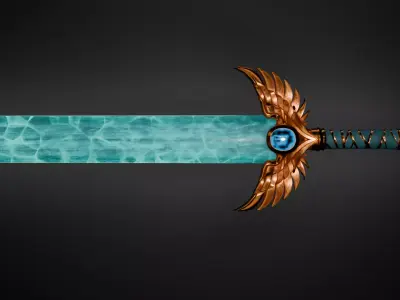 Blessed Sea  Fantasy Sword 3D Model Game-Ready  PBR Textured 3D model