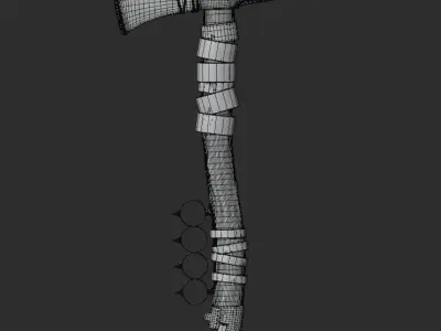 Game Ready Wood Axe Low-poly 3D model Low-poly 3D model