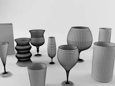 Glass Glassware Drink Alcohol Wine Crystal Furnishings Tablewar Free 3D model