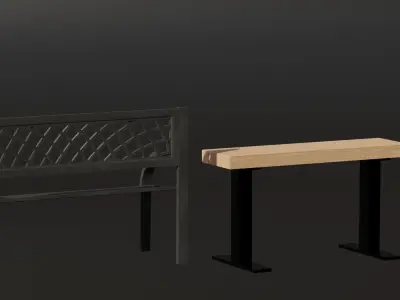 2 Park Benches 3D model