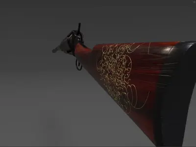 1855 Colt Revolver Shotgun Low-poly 3D model