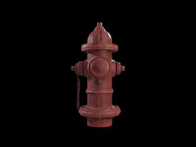 Firehydrant painted red Low-poly 3D model