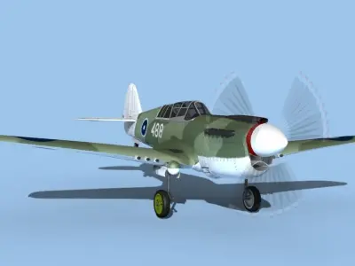 Curtiss P-40N Tomahawk Australia 3D model