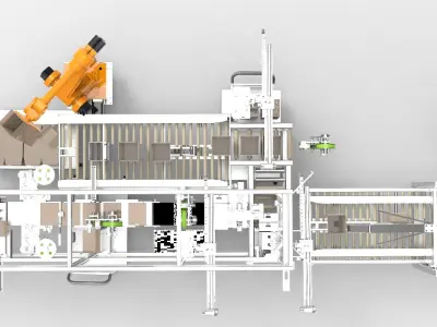 Packaging machine production process line 3D model