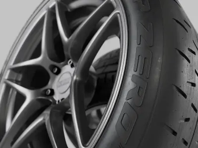 Kansei Astro Rims with Pirelli P Zero Trofeo R Tires 3D model