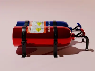 Nitrous Oxide Booster Tank System 3D Model Low-poly 3D model