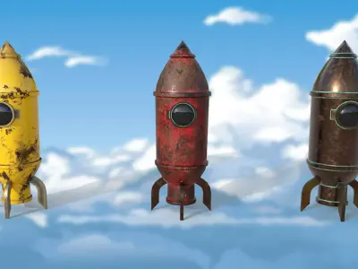 Bomb sea rocket PBR low-poly 3D model Low-poly 3D model