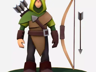  Archer Scout  Handpaint Cartoon MMO rpg Character Low-poly 3D model