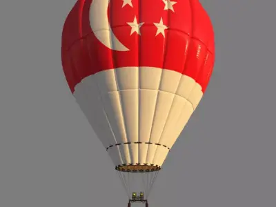 SingaporeFlag-Parachute hot air balloon with singapore flag 3D model