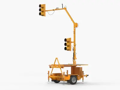 Mobile Traffic Signal Arm Trailer Yellow 3D model purchase