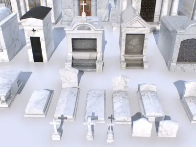 Mausoleums Tombs and Graves pack 1 Low-poly 3D model