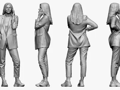 001507 girl with the phone 3D model