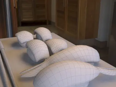 Nigiri sushi set Japan Low-poly 3D model