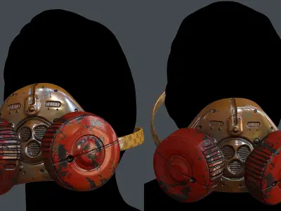 Gas mask helmet 3d model scifi Low-poly 3D model Low-poly 3D model