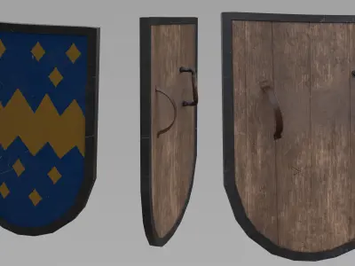 Wankel Coffin Kite medieval shields Free low-poly 3D model