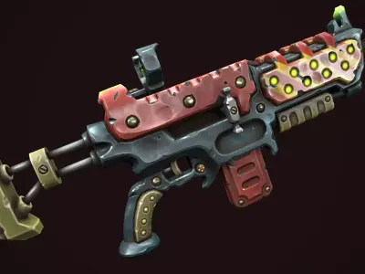 Combat assault rifle Low-poly 3D model