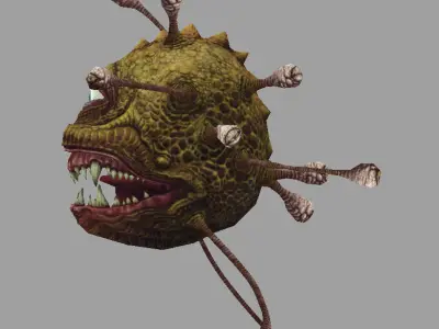 monster alien with big mouth Low-poly 3D model