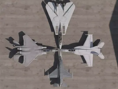 4th generation fighter F14-F15-F16-F18 Low-poly 3D model