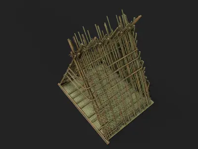 Bamboo Shelter 4 Low-poly 3D model