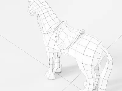 Horse low poly 3d model with saddle Low-poly 3D model