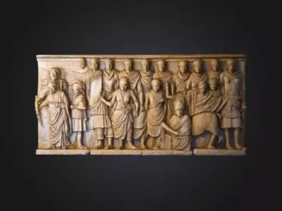 Roman Marble Relief Low-poly 3D model