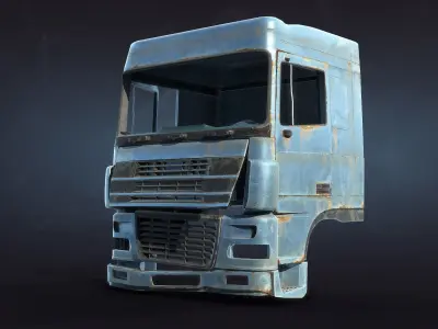Truck Cab Rusty Low-poly 3D model