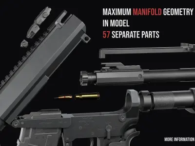 Modular assault rifle Mk47 mutant ar-15 modul  Low-poly 3D model