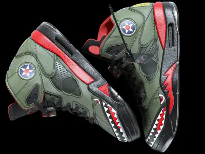 Off White Nike Jordan 5 Air force USA Low-poly 3D model