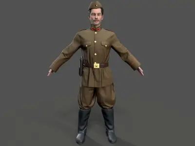 Soviet soldier Low-poly 3D model