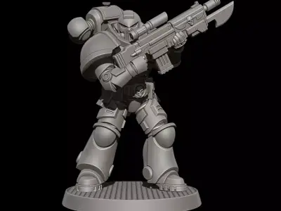 Sci-Fi Heavy Trooper STL Modular Power Armor 32mm Miniature V7 3D print model