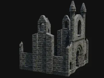 CELTIC RUIN MEDIEVAL GOTHIC CASTLE CATHEDRAL RUINS COLLECTION Low-poly 3D model