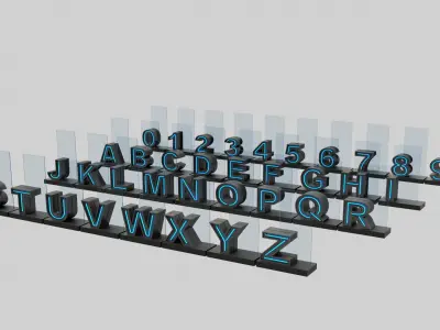Neon Information Signage 3D model