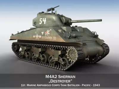 M4A2 Sherman - Destroyer 3D model