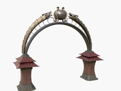 Ancient Japanese Arch Gate 3D model