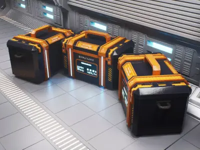 A game ready sci fi supply crate Low-poly 3D model