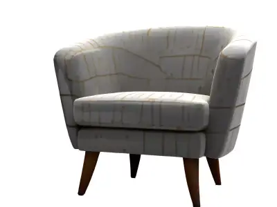 White and Gold Modern Armchair Free low-poly 3D model