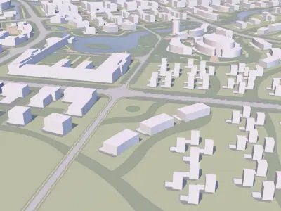 Urban highrise building building ancillary building commercial 3D model