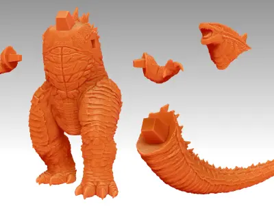 Godzilla vs Kong Diorama Monsterverse 3D print model