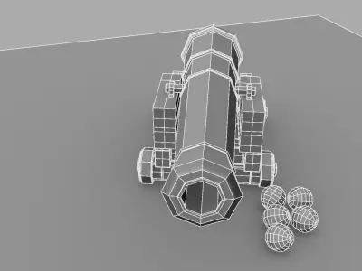 Canon cannon on wheels 3D model