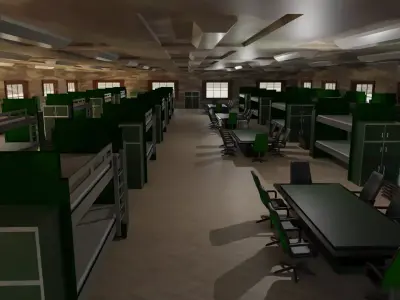 Military Dormitory Low-poly 3D model